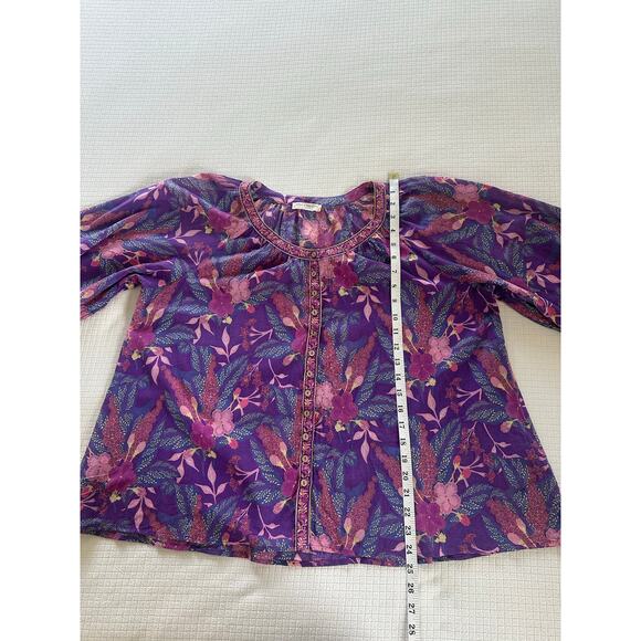Spell & The Gypsy Bianca Blouse Boho Floral Tunic 100% Organic Cotton Size M - Picture 6 of 9